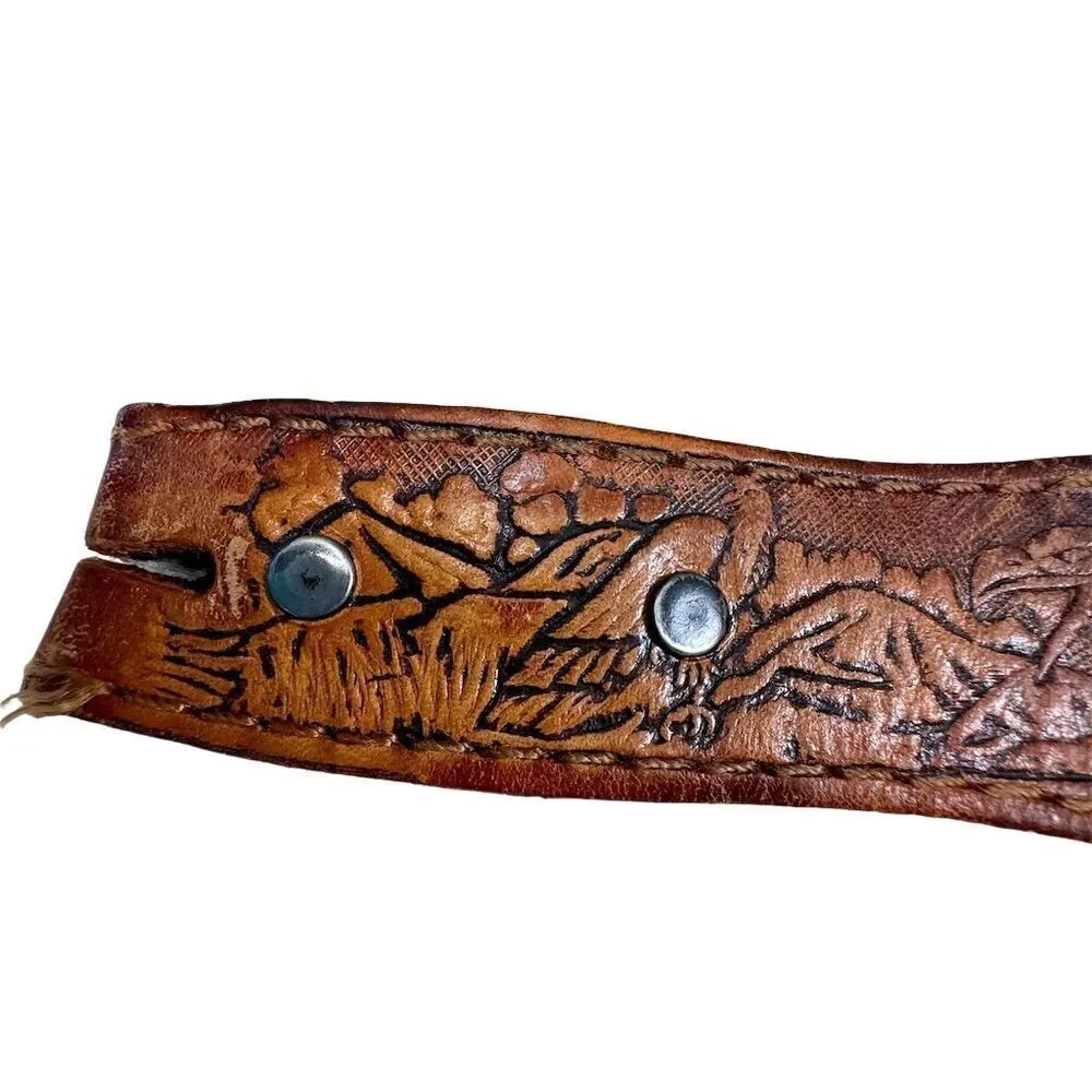 Vintage Brown Leather Belt Size Personalized 